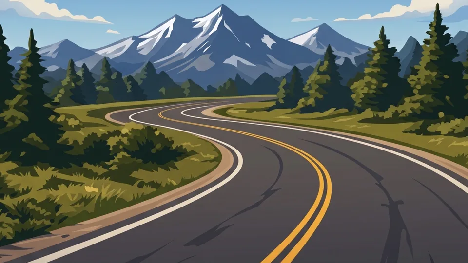 Open mountain road winding into the distance